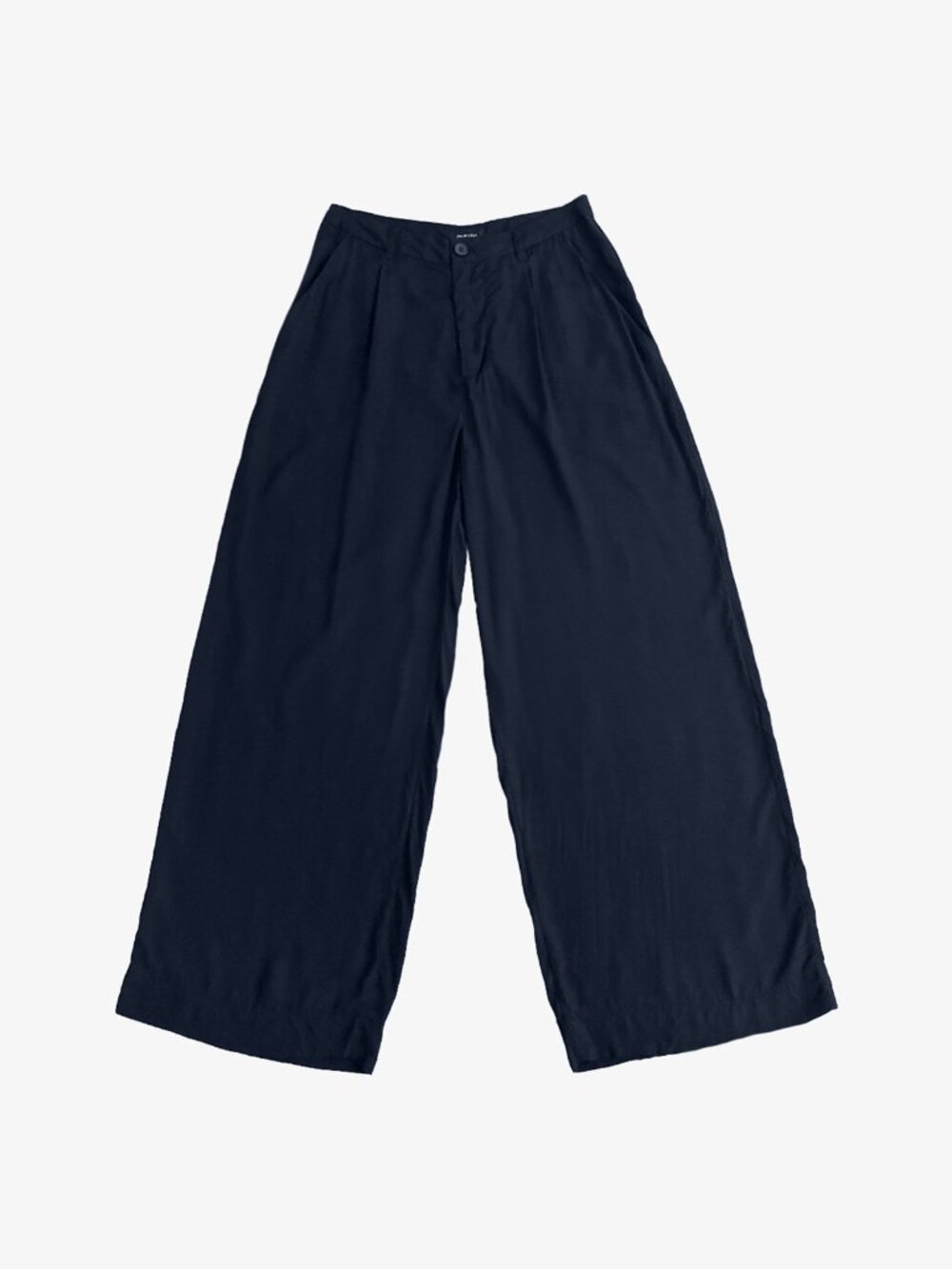 Navy Blue Stripe Rayon Blend Wide Leg High Waisted Pants by pas de calais